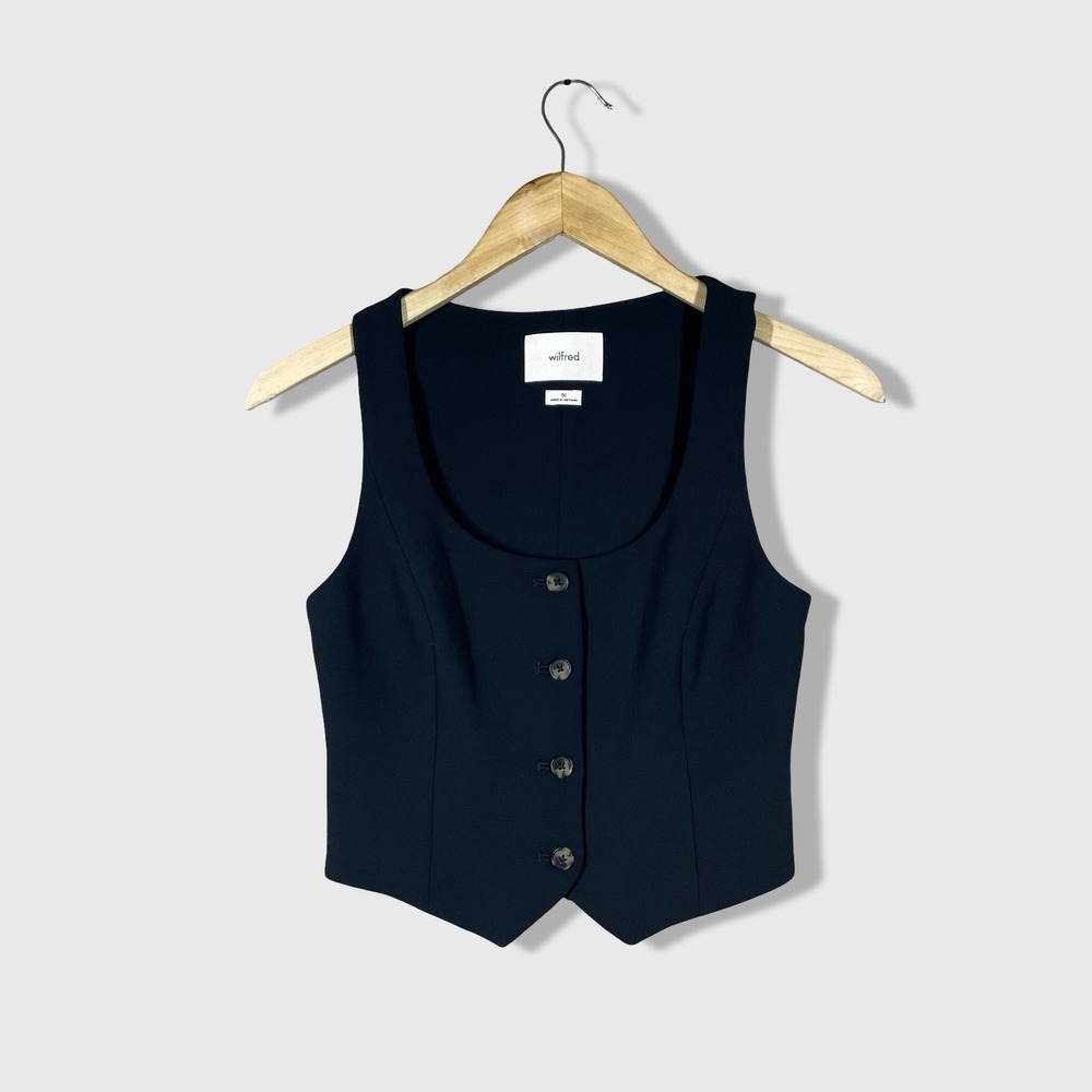 Wilfred Aritzia Vest Women 00 Black Dark Academia Business Casual Minimalist